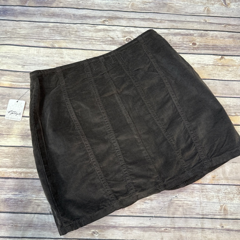 Free People We the free Layla Cord Corduroy Mini Skirt Espresso Bean Size 8 - Picture 4 of 6